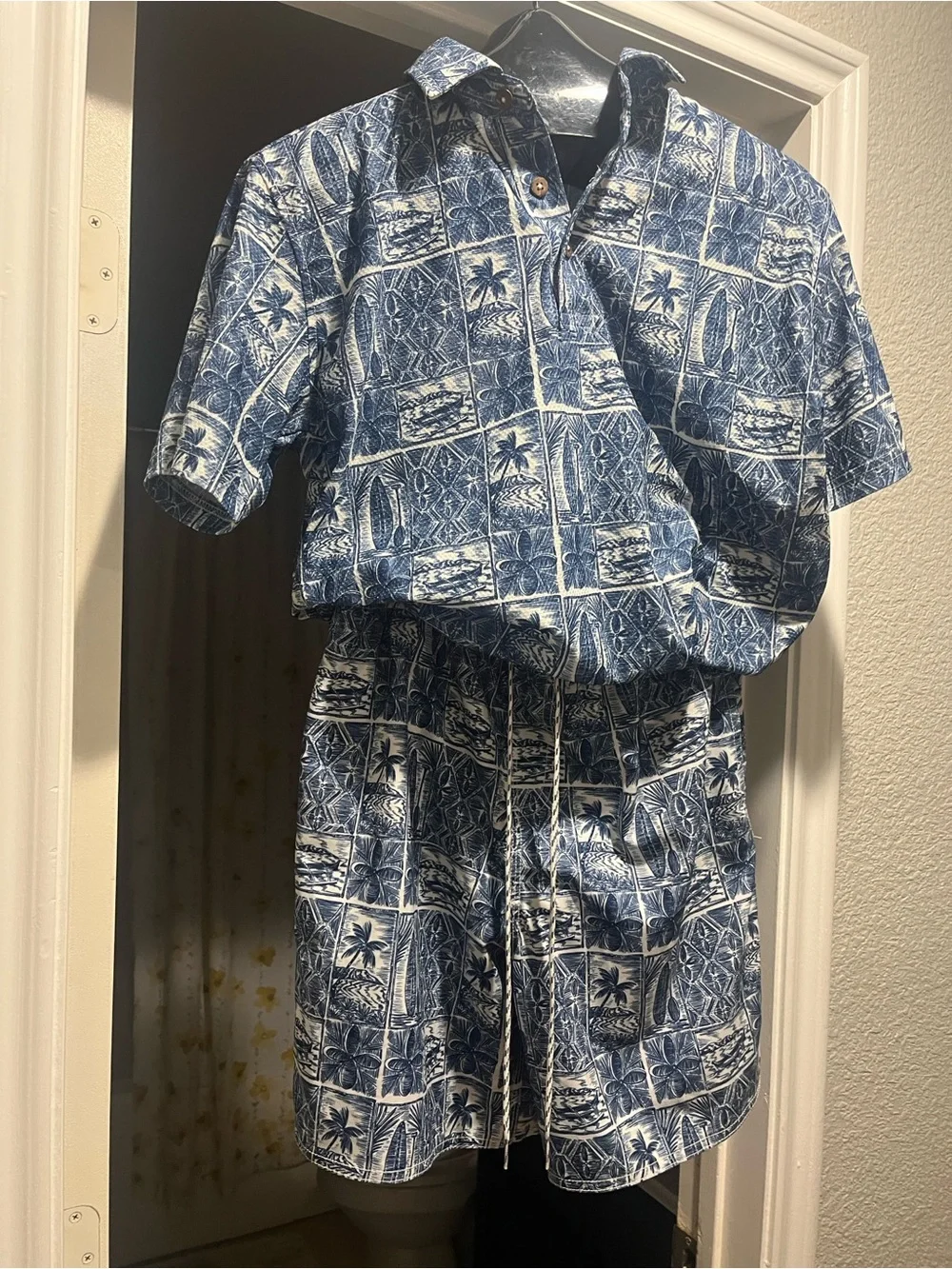 Men’s Blue Hawaiian-Print Set